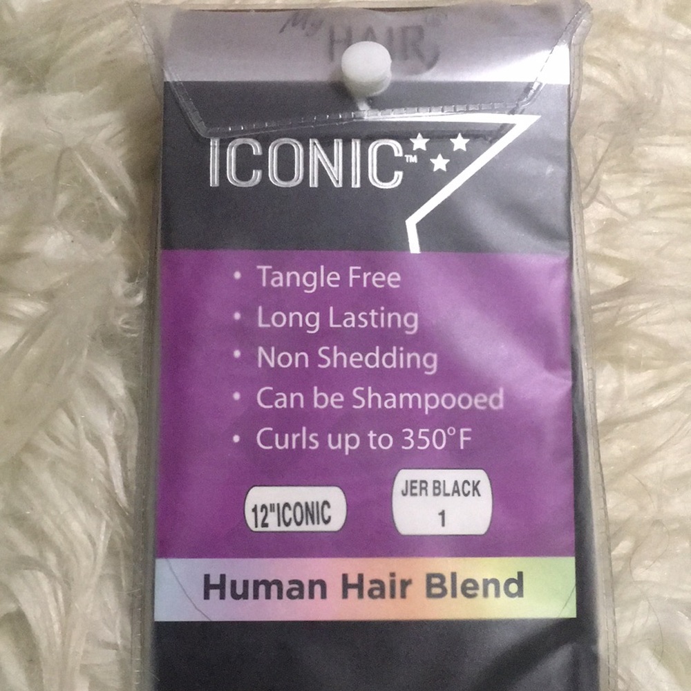 My Hair,  12 inch Iconic Human Hair blend extensions. Black